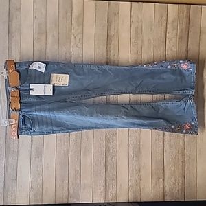 Wallflower Girl the Hailey Flare Leg jeans size 14 floral embroidery
